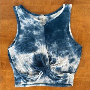 Altar'd State Blue and White Sleeveless Crop Tank